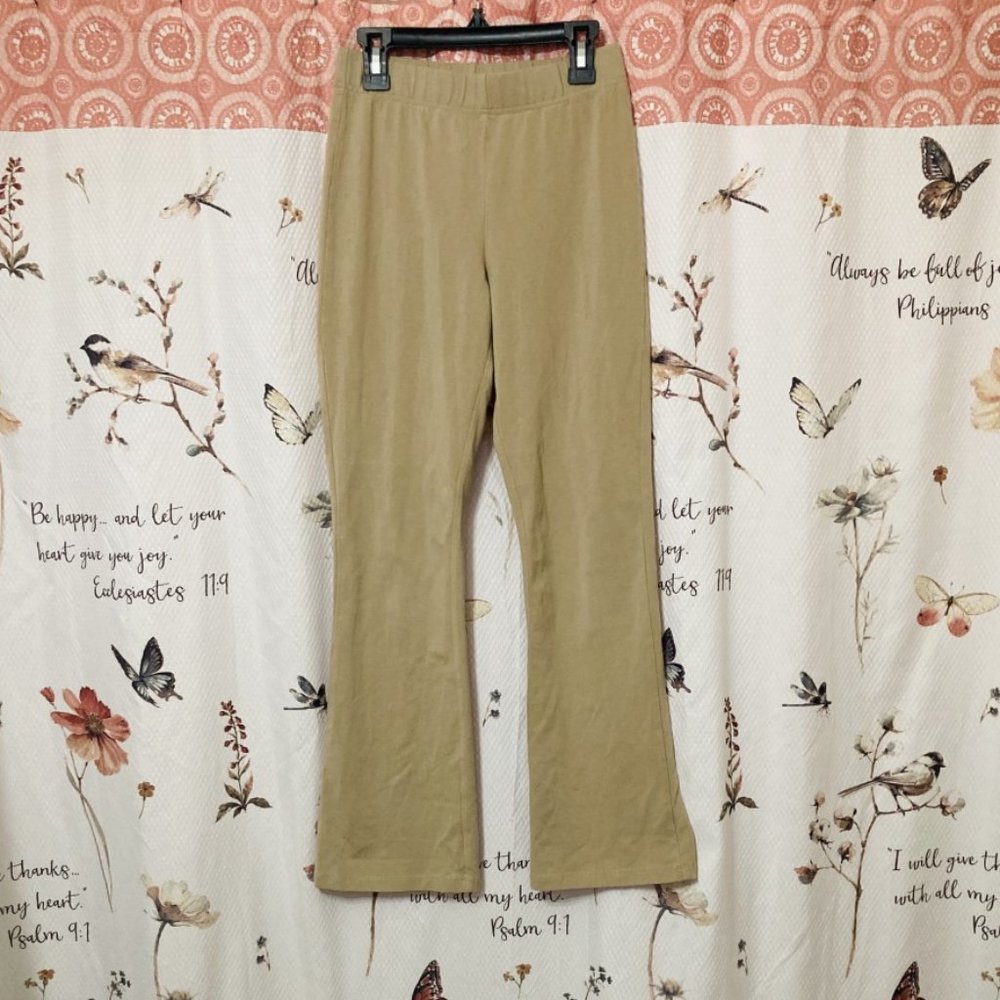 Lands' End Big Girls Khaki Bootcut Yoga Pants With Re-Enforced Knees